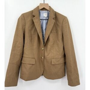 J Crew Blazer Womens 4 Brown Beige Wool Blend Jacket Office Preppy